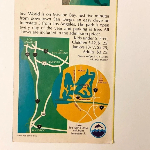 Vintage Sea World Mission Bay San Diego Travel Guide Brochure - Picture 4 of 11